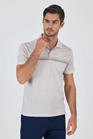Kısa Kol Baskılı Pike Polo Yaka Cepsiz Slim Fit Tişört 1011250168