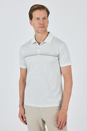 Kısa Kol Baskılı Pike Polo Yaka Cepsiz Slim Fit Tişört 1011250168