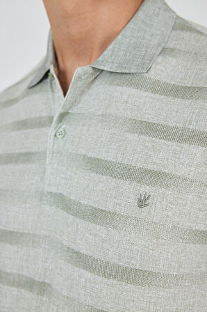 Kısa Kol Baskılı Pike Polo Yaka Cepsiz Slim Fit Tişört 1011250170