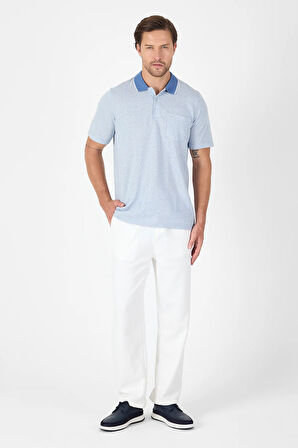 Mavi Kısa Kol Polo Yaka Cepli Classic Standart Beden Tişört 1011250171