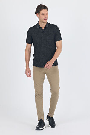 Siyah Kısa Kol Polo Yaka Cepli Classic Standart Beden Tişört 1011250172