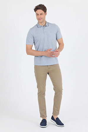 Koyu Lacivert Kısa Kol Polo Yaka Cepli Classic Standart Beden Tişört 1011250172