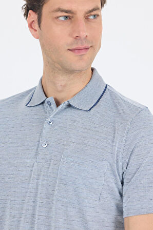 Koyu Lacivert Kısa Kol Polo Yaka Cepli Classic Standart Beden Tişört 1011250172