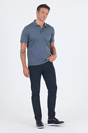 Füme Kısa Kol Polo Yaka Cepli Classic Standart Beden Tişört 1011250173