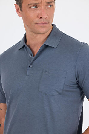 Füme Kısa Kol Polo Yaka Cepli Classic Standart Beden Tişört 1011250173