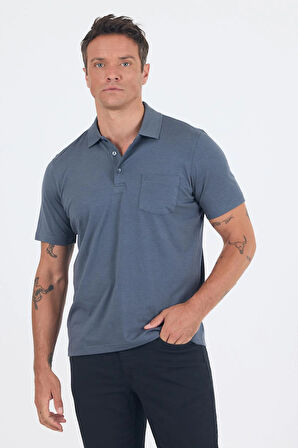 Füme Kısa Kol Polo Yaka Cepli Classic Standart Beden Tişört 1011250173