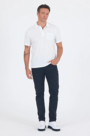 Beyaz Kısa Kol Polo Yaka Cepli Classic Standart Beden Tişört 1011250173