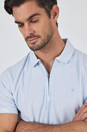 Koyu Mavi Polo Yaka Kısa Kol Cepsiz Slim Fit Classic Tişört 1011250176