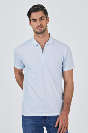 Koyu Mavi Polo Yaka Kısa Kol Cepsiz Slim Fit Classic Tişört 1011250176