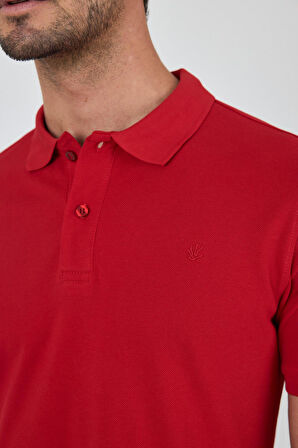 Açık Kırmızı Polo Yaka Kısa Kol Cepsiz Slim Fit Classic Pamuklu Tişört 1011250177