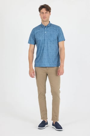 Koyu Lacivert Polo Yaka Kısa Kol Cepli Comfort Fit Pamuklu Tişört 1011250180