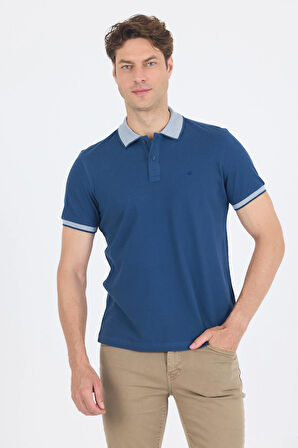 İndigo Mavi Polo Yaka Kısa Kol Cepsiz Slim Fit :%100 Pamuk Tişört 1011250182