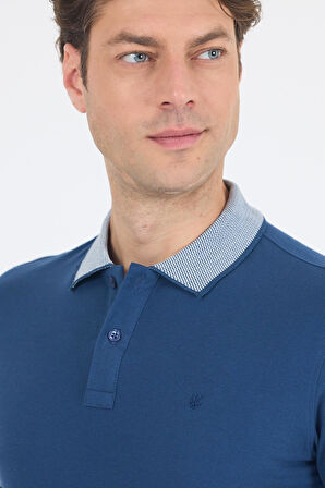 İndigo Mavi Polo Yaka Kısa Kol Cepsiz Slim Fit :%100 Pamuk Tişört 1011250182