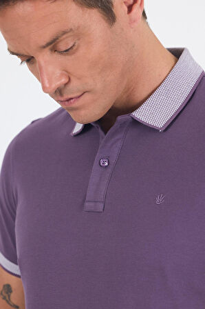 Mor Polo Yaka Kısa Kol Cepsiz Slim Fit :%100 Pamuk Tişört 1011250182