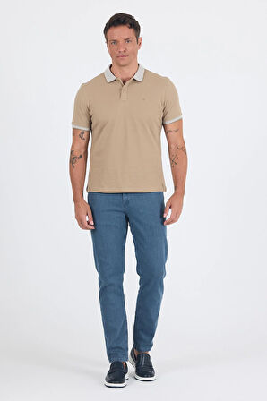 Koyu Bej Polo Yaka Kısa Kol Cepsiz Slim Fit :%100 Pamuk Tişört 1011250182