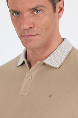 Koyu Bej Polo Yaka Kısa Kol Cepsiz Slim Fit :%100 Pamuk Tişört 1011250182