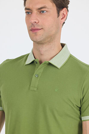 Fıstık Yeşili Polo Yaka Kısa Kol Cepsiz Slim Fit :%100 Pamuk Tişört 1011250182