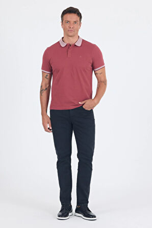 Gül Kurusu Polo Yaka Kısa Kol Cepsiz Slim Fit :%100 Pamuk Tişört 1011250182