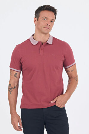 Gül Kurusu Polo Yaka Kısa Kol Cepsiz Slim Fit :%100 Pamuk Tişört 1011250182