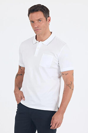 Kısa Kol Düz Suprem Polo Yaka Cepli %100 Pamuk Comfort Fit Tişört 1011250189