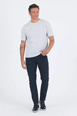 Gri Kısa Kol Düz Suprem Bisiklet Yaka Slim Fit Tişört 1011250190