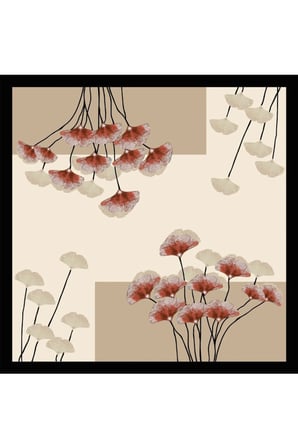 Tarzını Seç Siyah Ginkgo Fular / Bandana / Aksesuar 48x48 cm