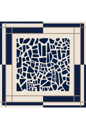 Tarzını Seç Lacivert Mozaik Zincir Fular / Bandana / Aksesuar 48x48 cm