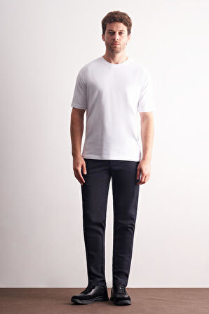 Beyaz Bisiklet Yaka Kısa Kol Slim Fit Pamuklu Basic Tişört 1011255106