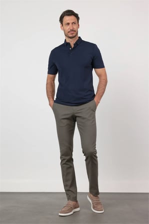 Lacivert İtalyan Yaka Kısa Kol Cepsiz Standart Fit Tişört 1011260150