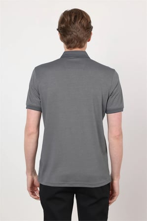 Füme Polo Yaka Kısa Kol Cepsiz Comfort Fit Pamuklu Tişört 1011260153