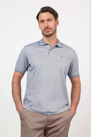 Lacivert Polo Yaka Kısa Kol Cepsiz Comfort Fit Pamuklu Tişört 1011260153