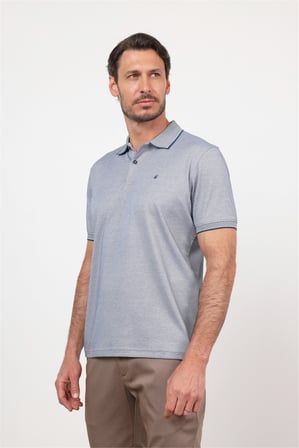 Lacivert Polo Yaka Kısa Kol Cepsiz Comfort Fit Pamuklu Tişört 1011260153