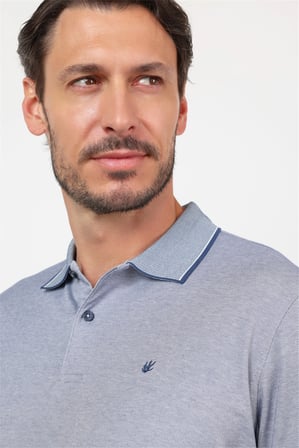 Lacivert Polo Yaka Kısa Kol Cepsiz Comfort Fit Pamuklu Tişört 1011260153