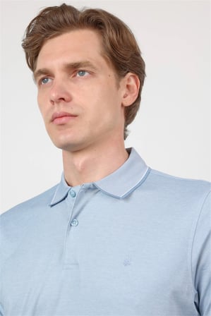 Mavi Polo Yaka Kısa Kol Cepsiz Comfort Fit Pamuklu Tişört 1011260153