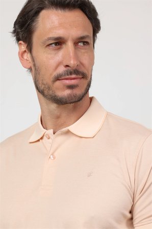 Bej Polo Yaka Kısa Kol Cepsiz Comfort Fit Pamuklu Tişört 1011260153