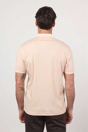 Bej Polo Yaka Kısa Kol Cepsiz Comfort Fit Pamuklu Tişört 1011260153