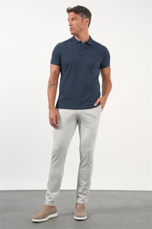 Lacivert Polo Yaka Kısa Kol Cepsiz Slim Fit Pamuklu Tişört 1011260154