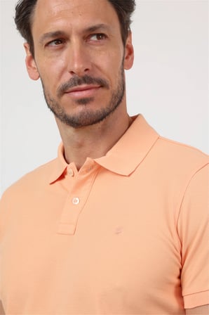 Açık Somon Polo Yaka Kısa Kol Cepsiz Slim Fit Pamuklu Tişört 1011260154