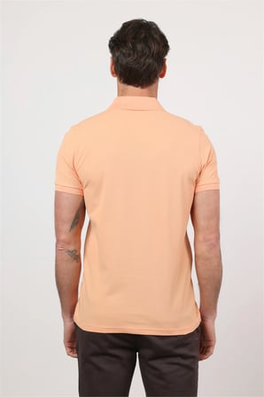 Açık Somon Polo Yaka Kısa Kol Cepsiz Slim Fit Pamuklu Tişört 1011260154