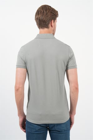 Haki Polo Yaka Kısa Kol Cepsiz Slim Fit Pamuklu Tişört 1011260154