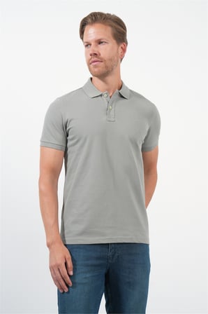 Haki Polo Yaka Kısa Kol Cepsiz Slim Fit Pamuklu Tişört 1011260154