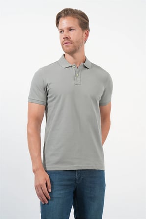 Haki Polo Yaka Kısa Kol Cepsiz Slim Fit Pamuklu Tişört 1011260154
