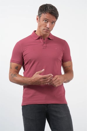 Pembe Polo Yaka Kısa Kol Cepsiz Slim Fit Pamuklu Tişört 1011260154