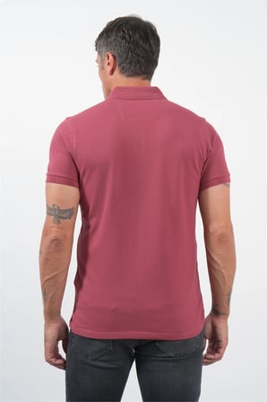 Pembe Polo Yaka Kısa Kol Cepsiz Slim Fit Pamuklu Tişört 1011260154