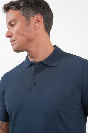 Lacivert Polo Yaka Kısa Kol Cepli Comfort Fit Pamuklu Tişört 1011260155