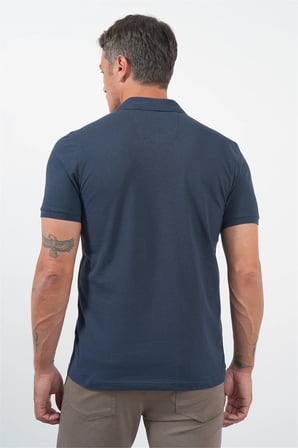 Lacivert Polo Yaka Kısa Kol Cepli Comfort Fit Pamuklu Tişört 1011260155