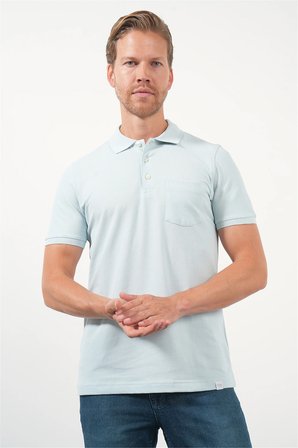 Mavi Polo Yaka Kısa Kol Cepli Comfort Fit Pamuklu Tişört 1011260155