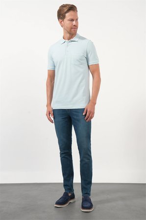 Mavi Polo Yaka Kısa Kol Cepli Comfort Fit Pamuklu Tişört 1011260155