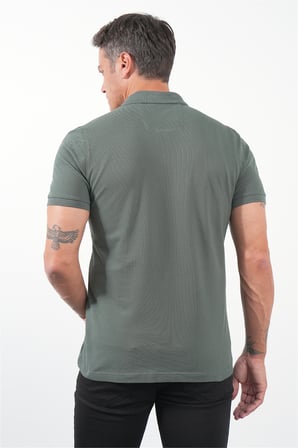 Haki Polo Yaka Kısa Kol Cepli Comfort Fit Pamuklu Tişört 1011260155