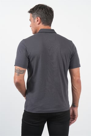 Siyah Polo Yaka Kısa Kol Cepli Comfort Fit Pamuklu Tişört 1011260157